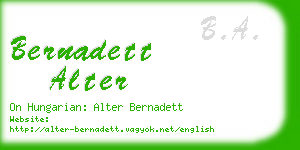 bernadett alter business card